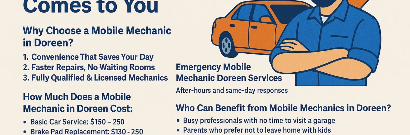 Professional mobile mechanic repairing car at client's home in Doreen, VIC.