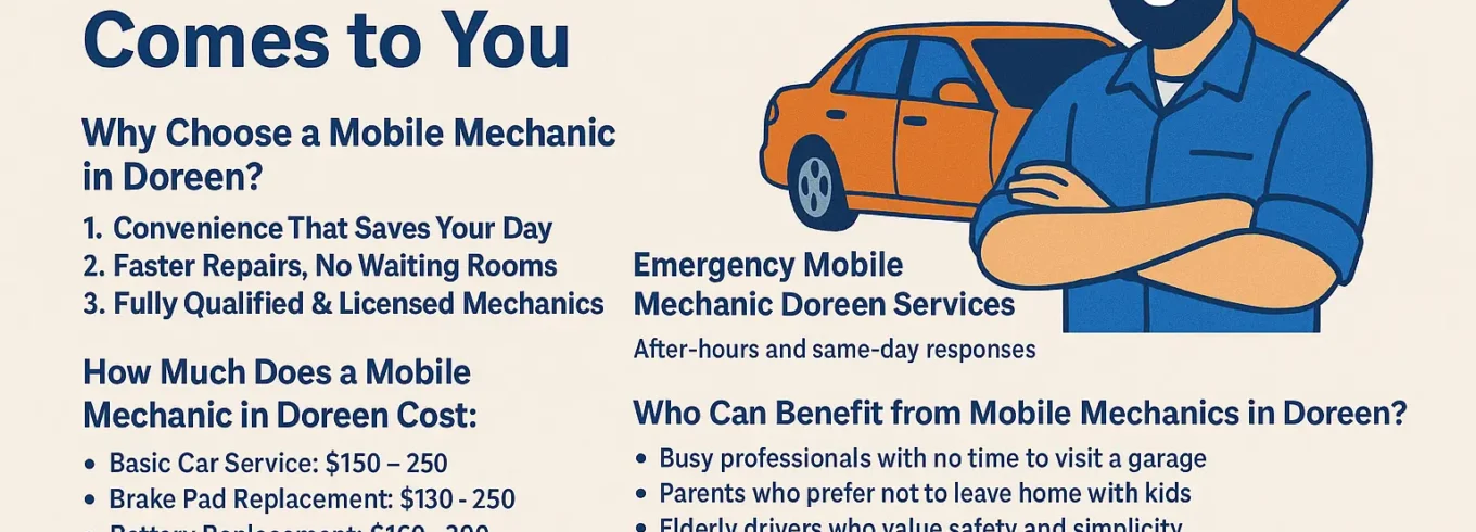 Professional mobile mechanic repairing car at client's home in Doreen, VIC.