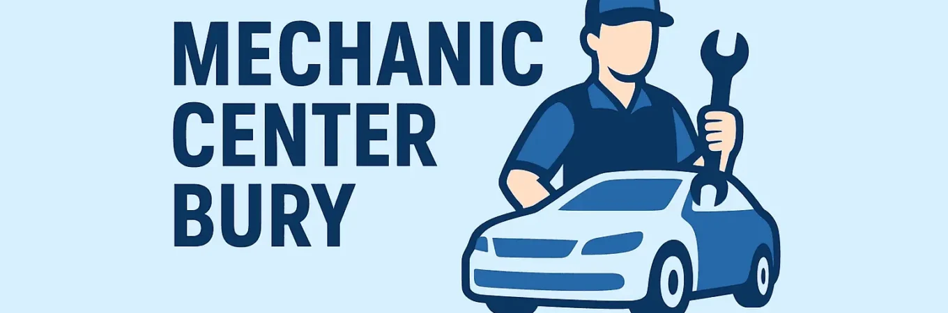 Mechanic Center Bury logo with car and wrench design