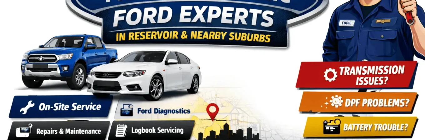 Mobile Mechanic Ford Experts in Reservoir providing on-site Ford diagnostics, logbook servicing, transmission repair and battery replacement by Eddie the Mobile Mechanic
