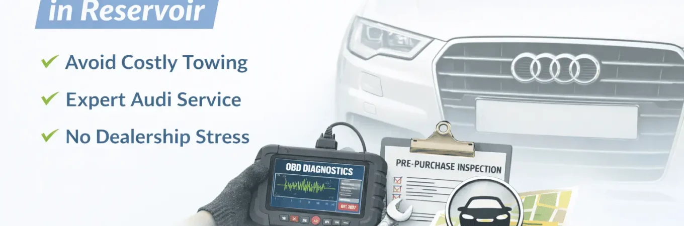 Audi fuel pump repair in Reservoir by mobile mechanic, on-site Audi diagnostics and fuel system service without towing