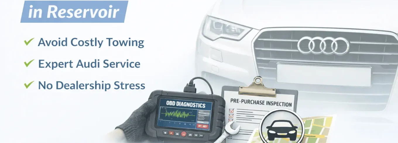 Audi fuel pump repair in Reservoir by mobile mechanic, on-site Audi diagnostics and fuel system service without towing