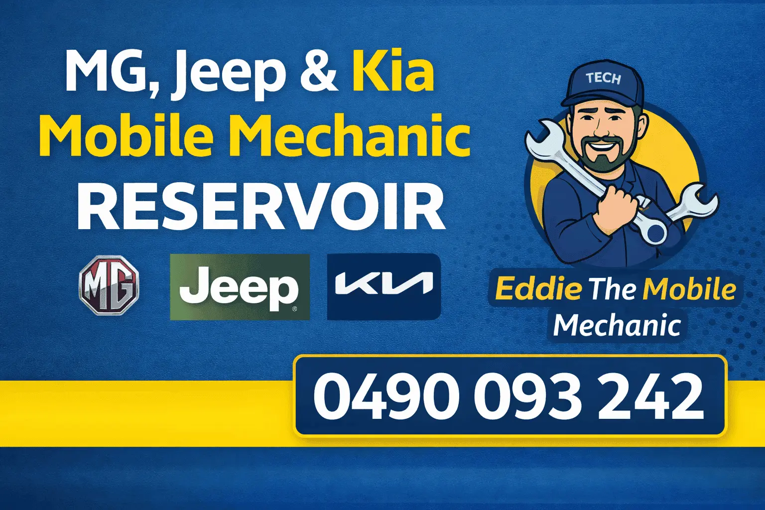MG, Jeep & Kia Mobile Mechanic in Reservoir – Eddie the Mobile Mechanic with phone number 0490 093 242 for expert on-site car service.