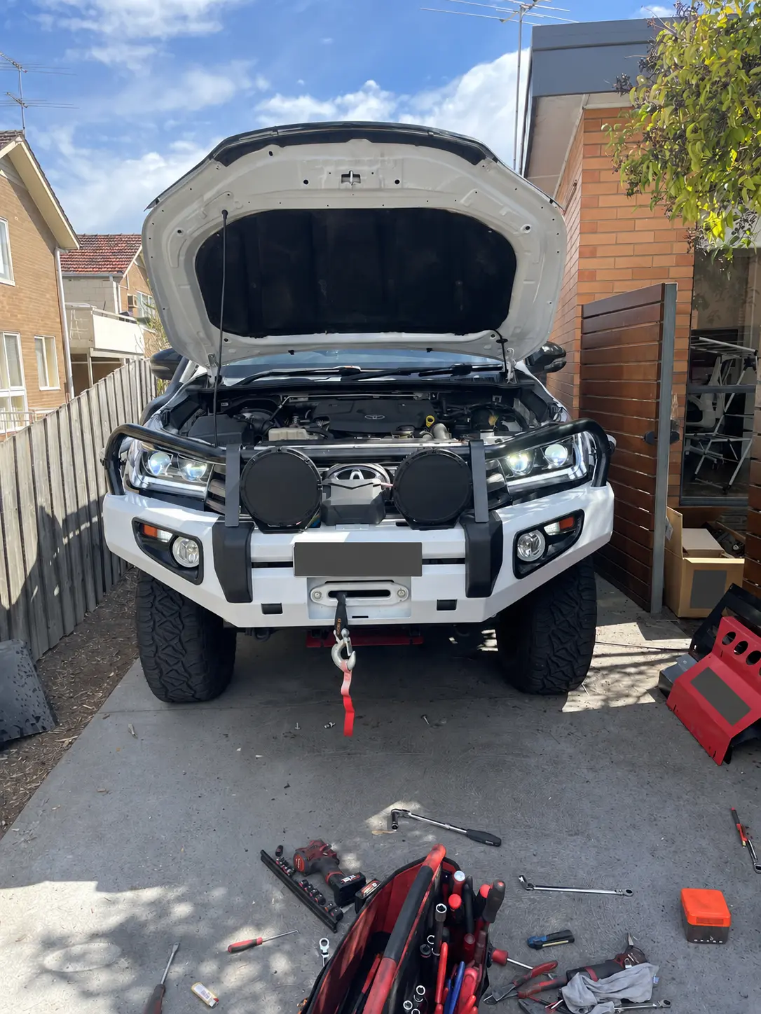 Front view of the Toyota Hilux after its headlight upgrade