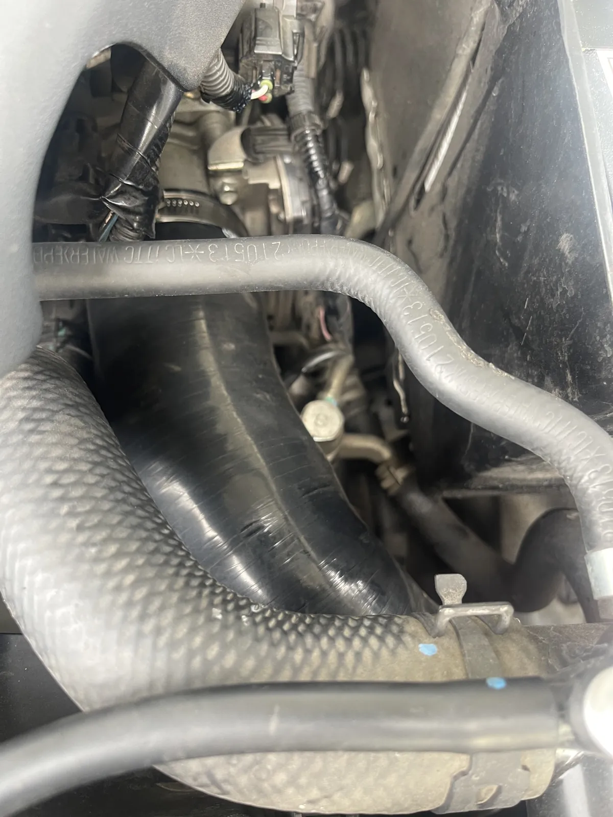 Replacement intercooler hose fitted in the Mitsubishi Triton engine bay